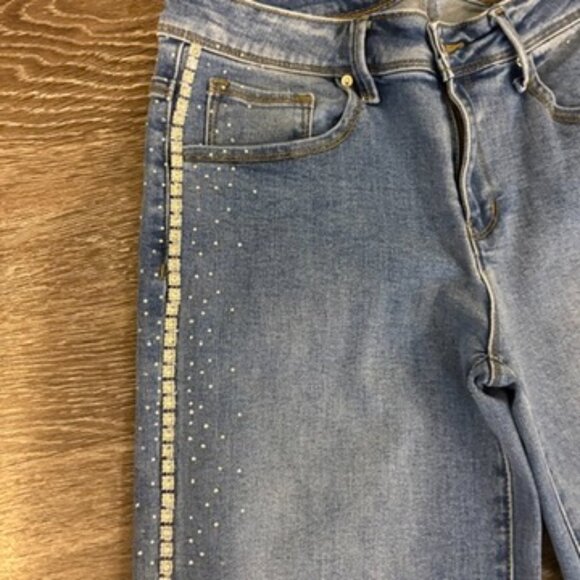 NWOT Sexy Fabulous Rhinestone Side Stripe Bootcut Jeans Juniors Size 7 - Picture 2 of 7